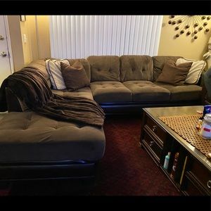 L-shaped expresso beautiful couches with leather